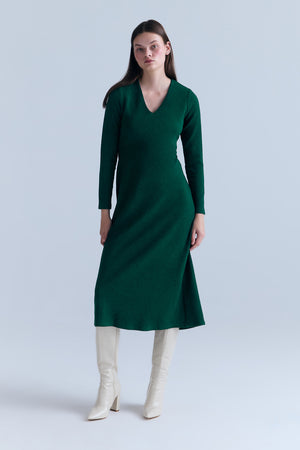 Valentina Bias Dress - Emerald
